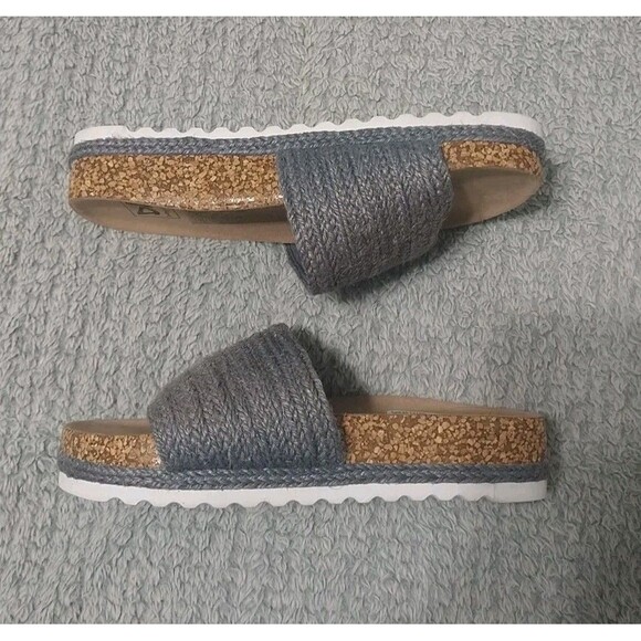 Dirty Laundry Espadrille Slip On Sandals Gray Cork 7.5 Boho - Picture 1 of 11